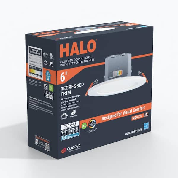 CJB 6 in. Canless Downlight 900-Lumens , 5CCT, Integrated Jbox in Matte White