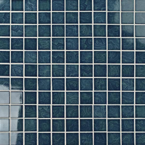 Merola Tile Resort Coral Blue 12 in. x 12 in. Porcelain Mosaic Tile (10.2 sq. ft./Case)