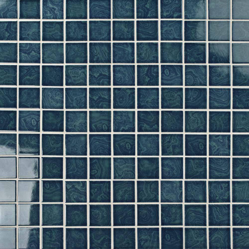 Coral Blue 12x12 Porcelain Mosaic Tile with Glossy Finish