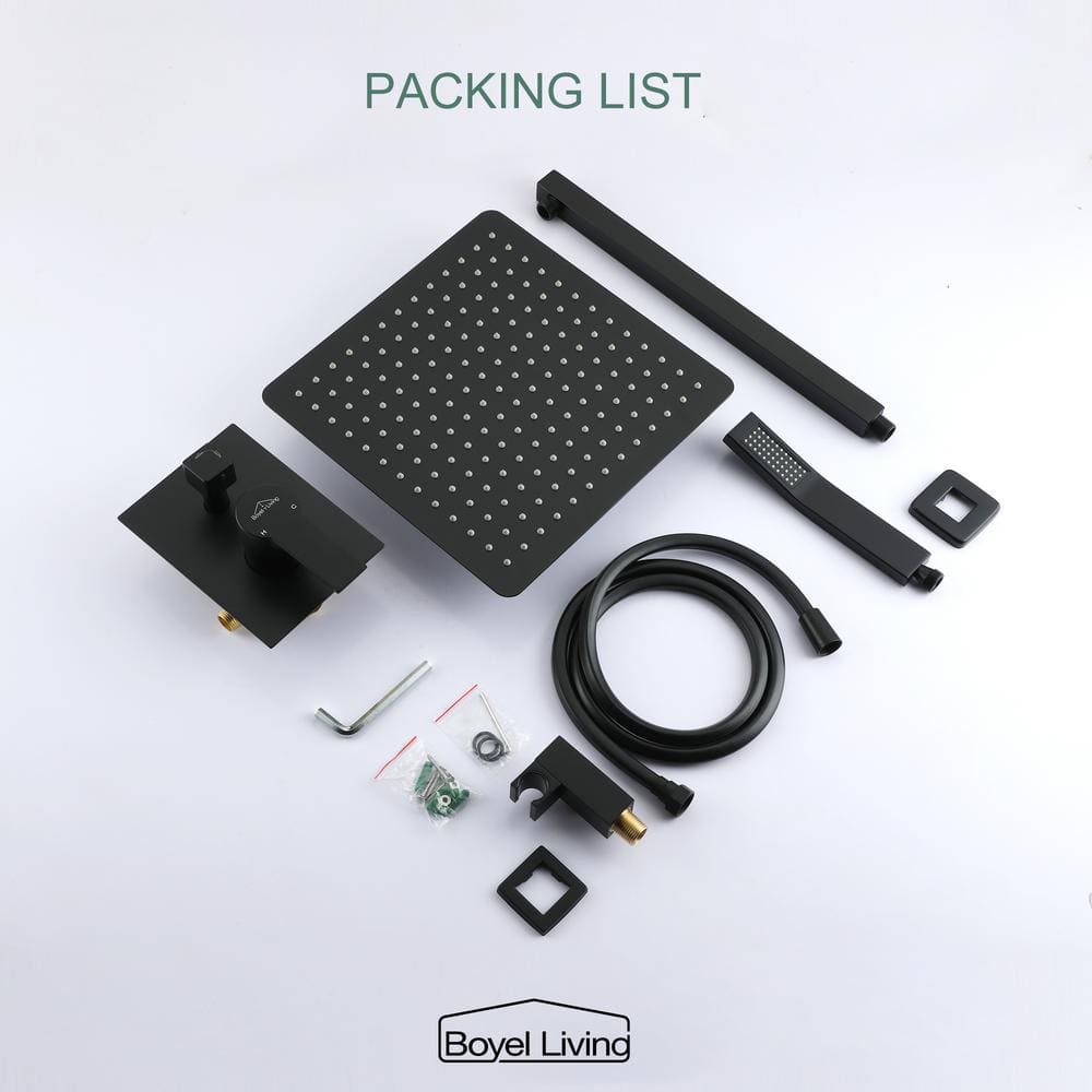 Matte Black Dual Shower Head with Handheld and Rain Spray