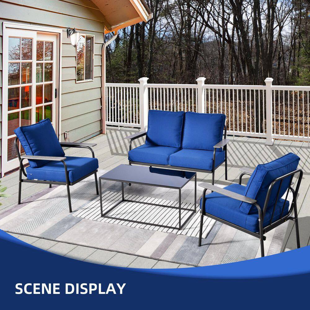 XIZZI Mercury 4Piece Wicker Outdoor Patio Conversation Seating Set
