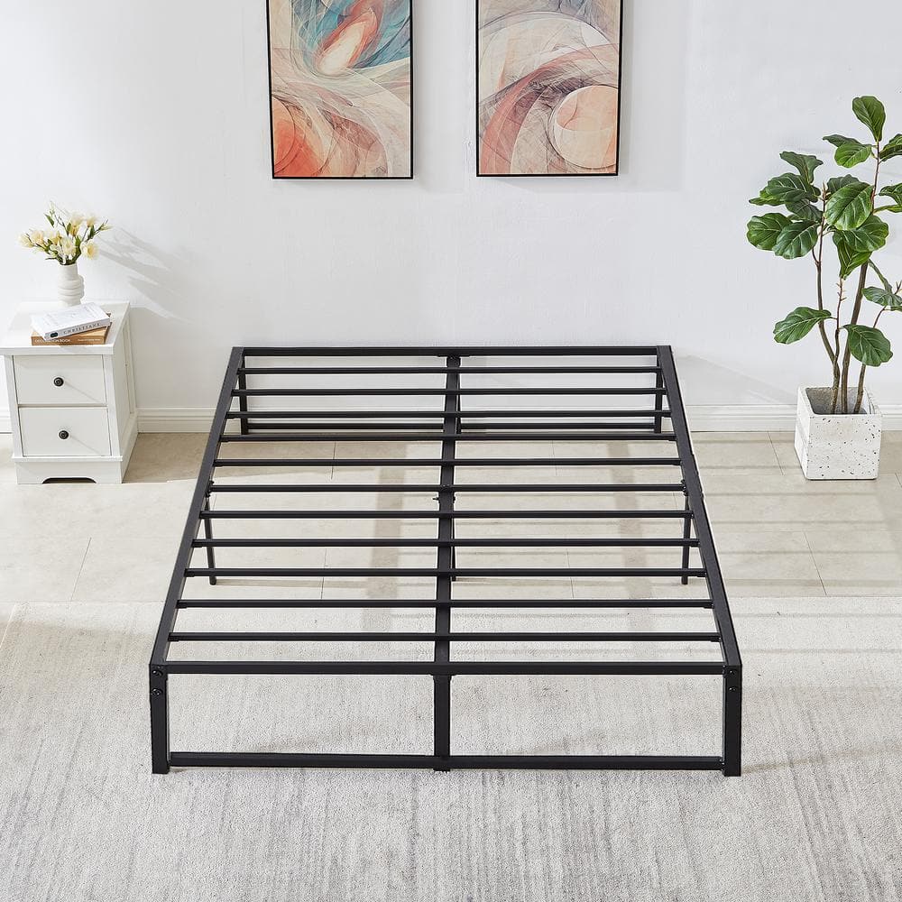 Maori Wauw toxiciteit VECELO Full size Bed Frame , 55.5" W Metal Platform Bed Frames No Box Spring  Needed, Steel Slat Support, Black KHD-YT-F09 - The Home Depot