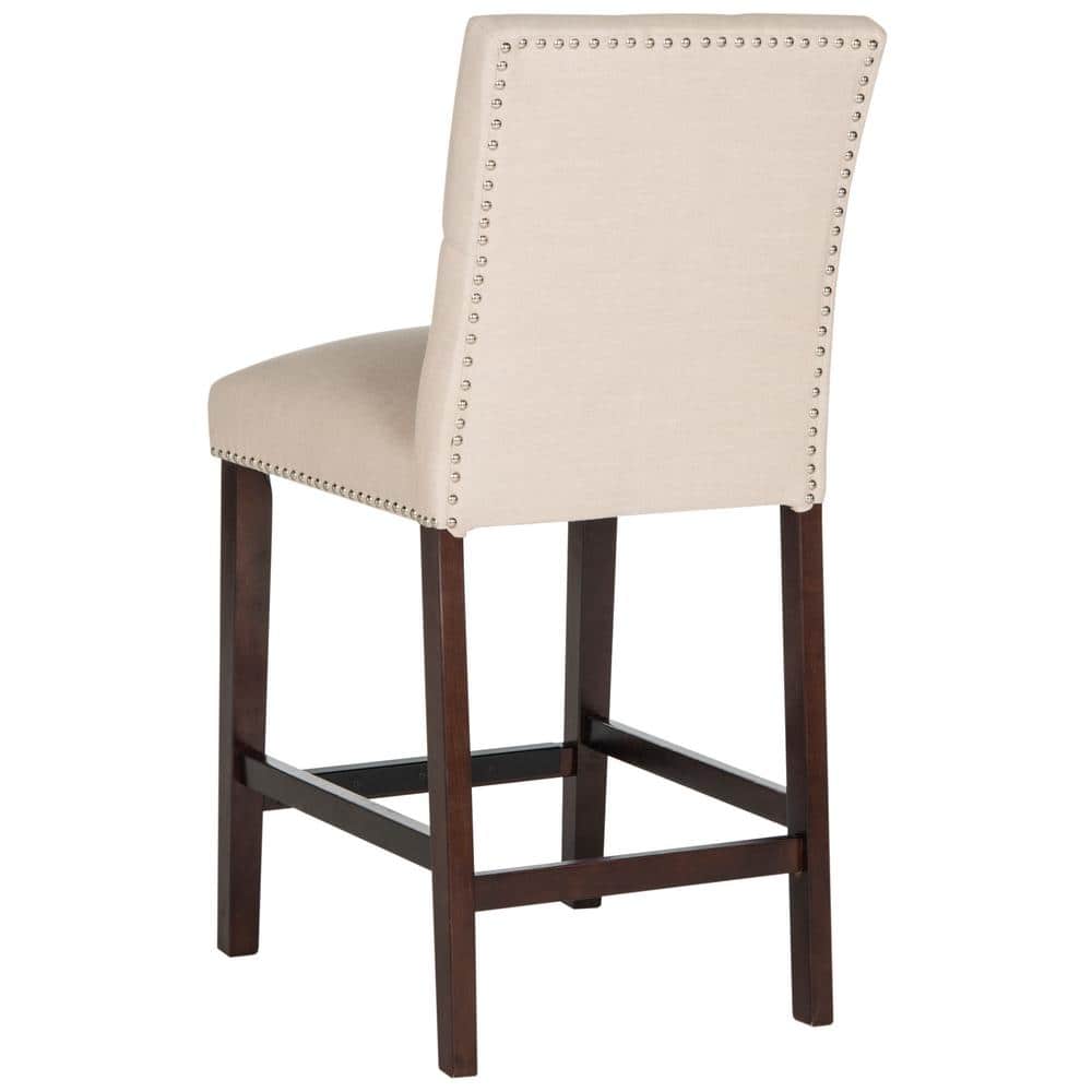 Norah Beige Wood and Metal Counter Stools, Set of 2