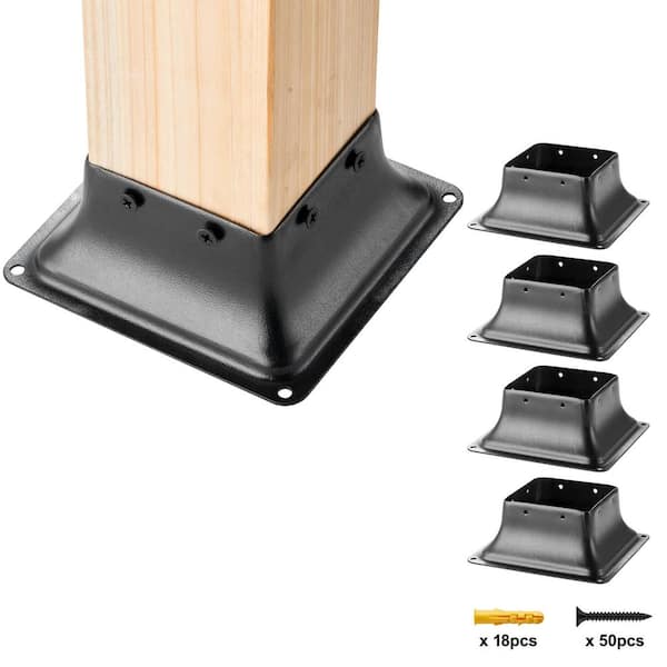 SVOPES 4 x 4 Post Base, Internal 3.6 x 3.6 in., Heavy Duty Powder-Coated Steel Post Bracket, Fits Standard Wood Post Anchor