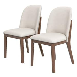 Beverly Mid-Century Modern Beige Fabric Linen Dining Chair Set of 2