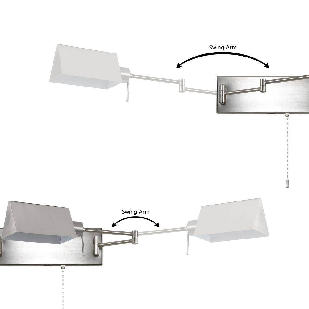 White Iron Double Swing Arm Wall Sconce with USB Port
