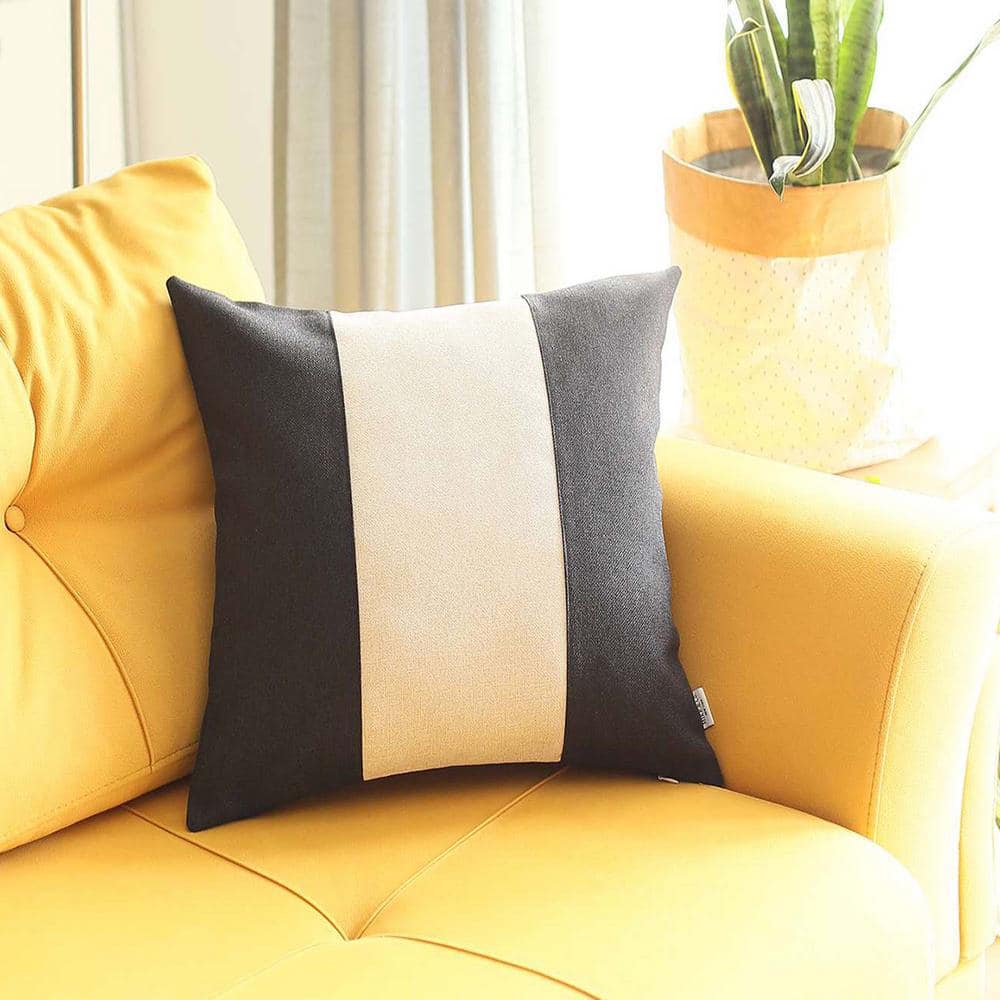 Black and Ivory Boho-Chic Jacquard Throw Pillow