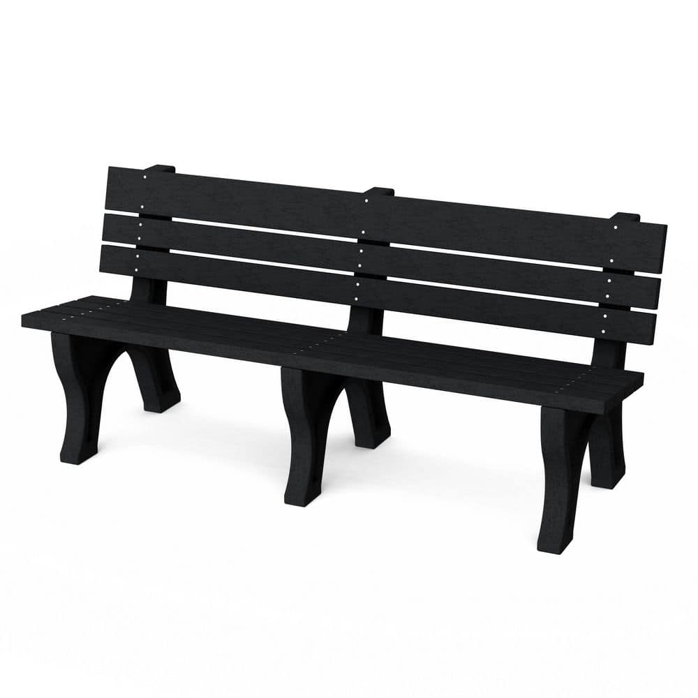 Wildridge Heritage 6 ft. Black HDPE Plastic Outdoor Park Bench LCC