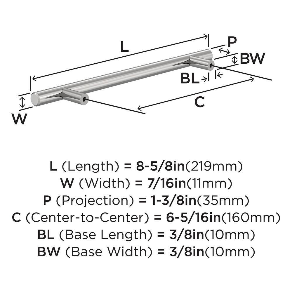 Polished Chrome Modern Bar Cabinet Pull with Mounting Hardware