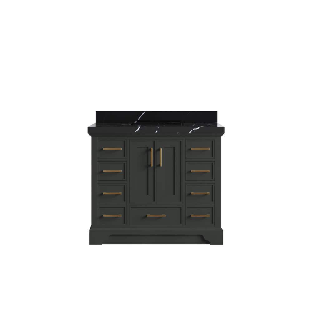 Charlotte 42 in. Single Sink Freestanding Black Top Bath Vanity with Calacatta Black Qt. Top Unassembled price history on PriceWatchPro