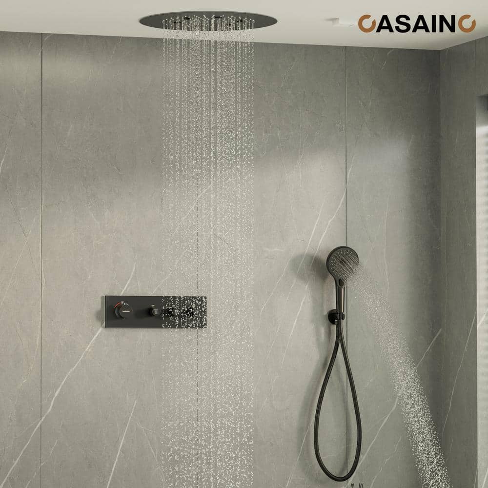 Matte Black Stainless Steel Rain and Pulse Shower System