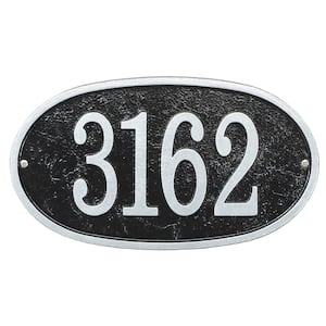 Fast and Easy Oval House Number Plaque, Black/Silver