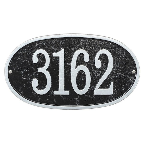 Whitehall Products Fast and Easy Oval House Number Plaque, Black/Silver