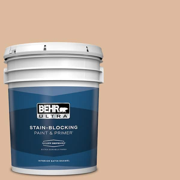 BEHR ULTRA 5 gal. #PPU3-09 Pumpkin Cream Extra Durable Satin Enamel Interior Paint & Primer