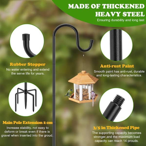 48 in. Heavy Duty Metal Outdoor Shepherds Hooks with 5 Prongs Base