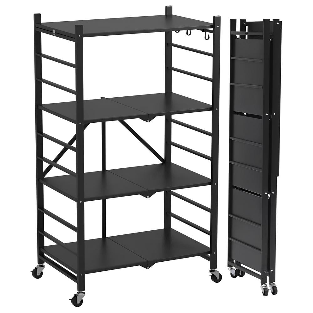 Bunpeony 4-Tier Foldable Storage Shelves, Metal Shelving Units, Storage ...