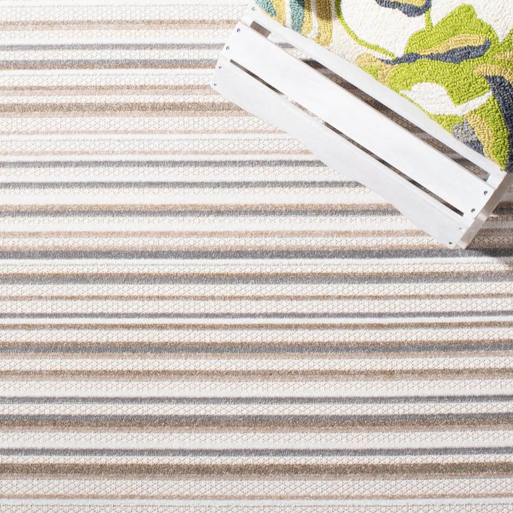 Ivory and Grey Geometric Synthetic Runner Rug, 2'2" x 9'