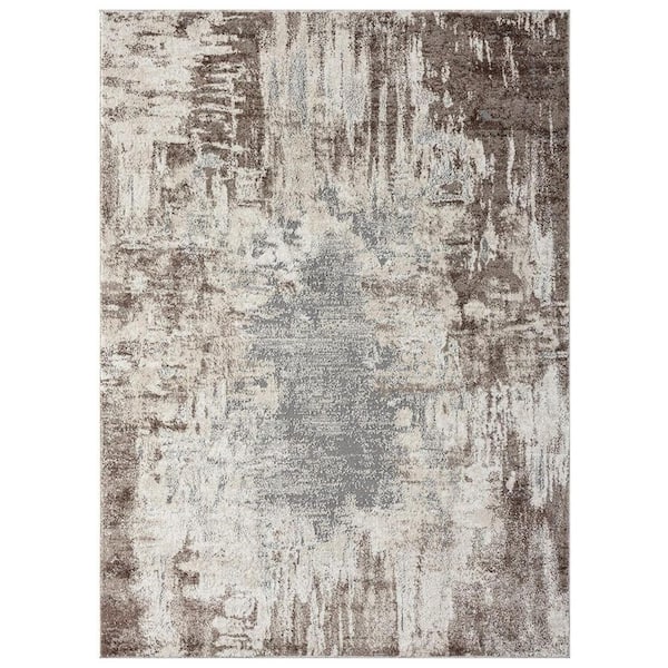 Unbranded Brown Polypropylene 6 ft. 5 in. x 9 ft. 2 in. Abstract Indoor Area Rug