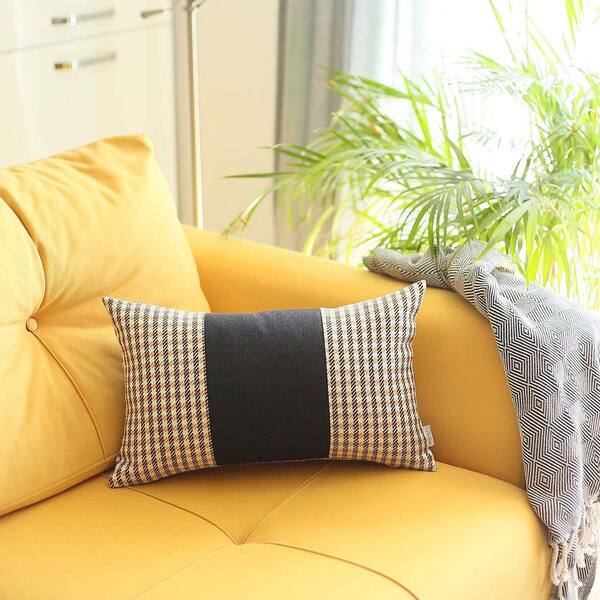 Large Black Yellow Modern Pillows, Modern Throw Pillows for Couch