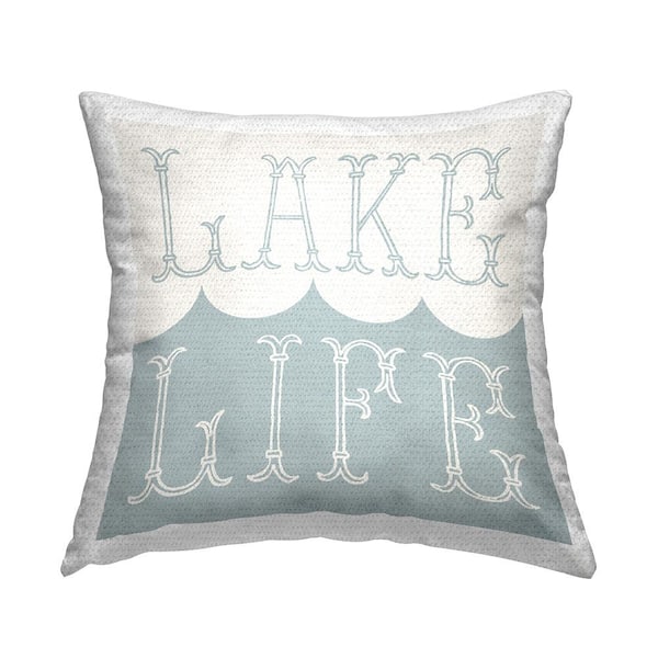 Stupell Industries Lake Life Vintage Phrase Blue Square Outdoor Throw Pillow