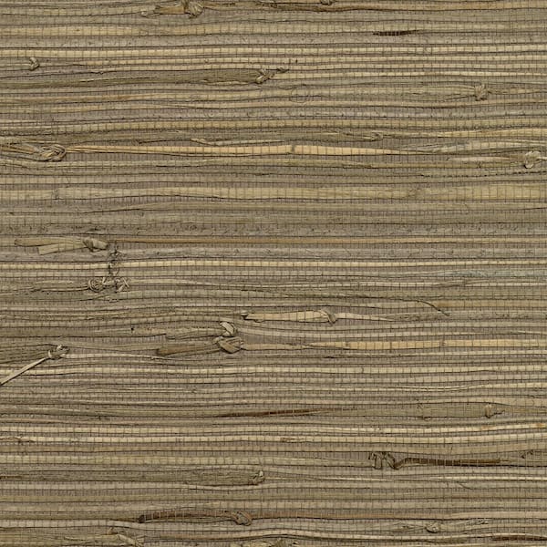 Kenneth James Anhui Brown Grasscloth Brown Wallpaper Sample