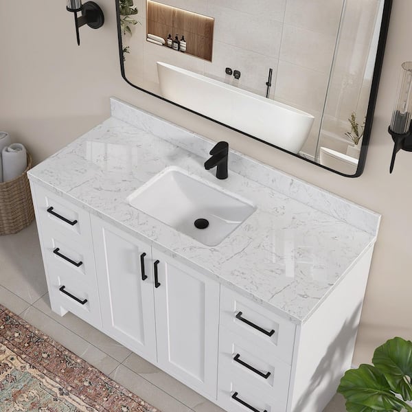 Zeafive 48 in. W x 22 in. D Engineered Stone Vanity Top in Carrara