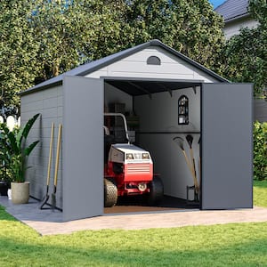 8 ft. W x 12.1 ft. D Plastic Outdoor Patio Storage Shed with Floor and Lockable Door Coverage Area 96.8 sq. ft.