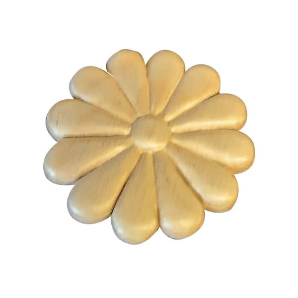 1/4 in. D x 2 in. W x 2 in. L Unfinished Red Oak Wood Daisy Applique