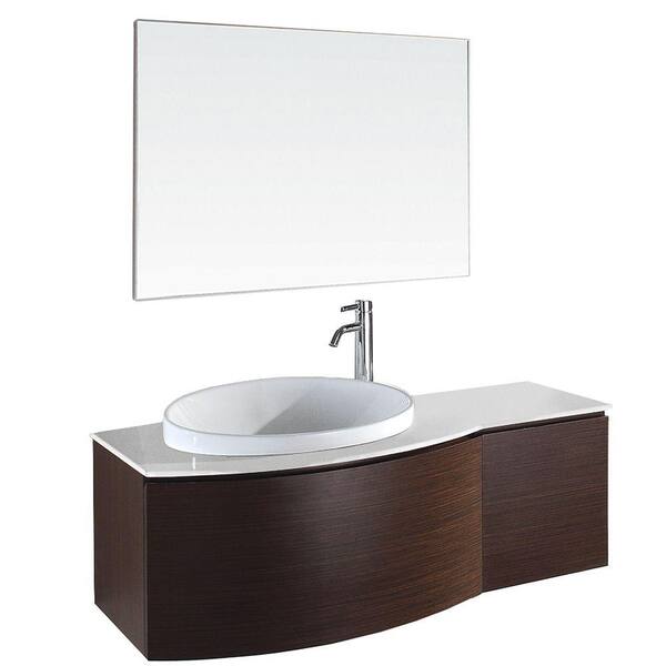 Wyndham Collection Athena 48 in. Vanity in Ironwood with Porcelain Vanity Top in White and Mirror-DISCONTINUED