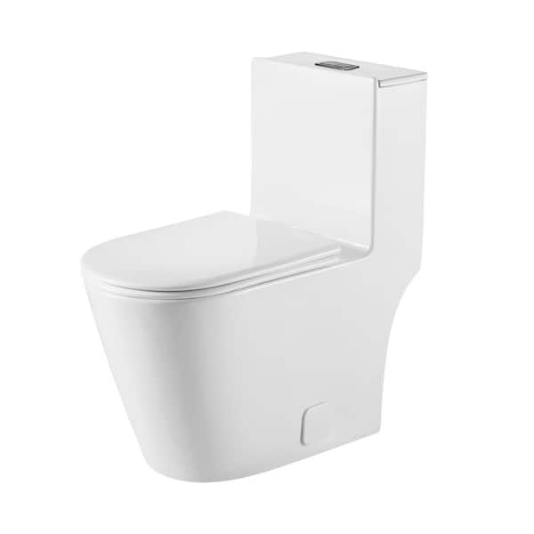 Eridanus 1-piece 1.2 GPF/0.88 GPF Dual Flush High Efficiency Round Bowl Toilet in White Seat Included All-in-One Skirt Design
