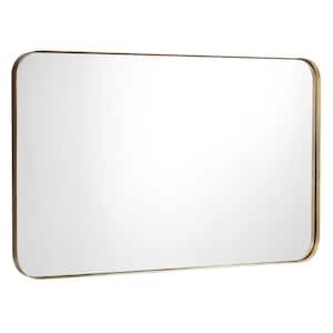 20 in. W x 32 in. H Rectangular Metal Framed Wall-Mounted Bathroom Vanity Mirror in Golden