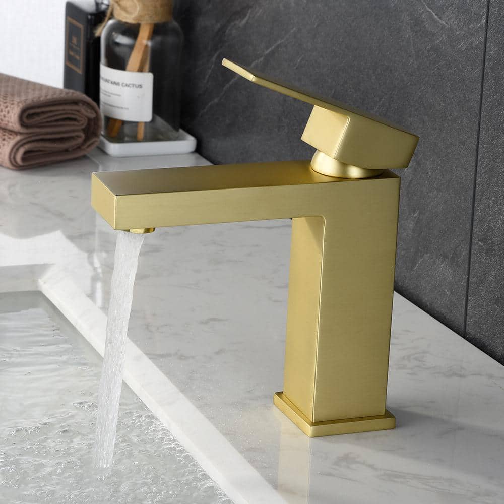 Brushed Gold Single Handle Modern Bathroom Faucet