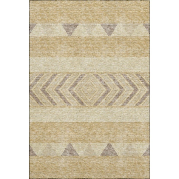 Addison Rugs Mayfield Premium Machine Washable Abstract AMF965 Gold 5 ft. x 7 ft. 6 in. Area Rug