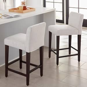 Pallas 24 in. Ivory High Back Wood Counter Stool with Fabric Seat (Set of 2)
