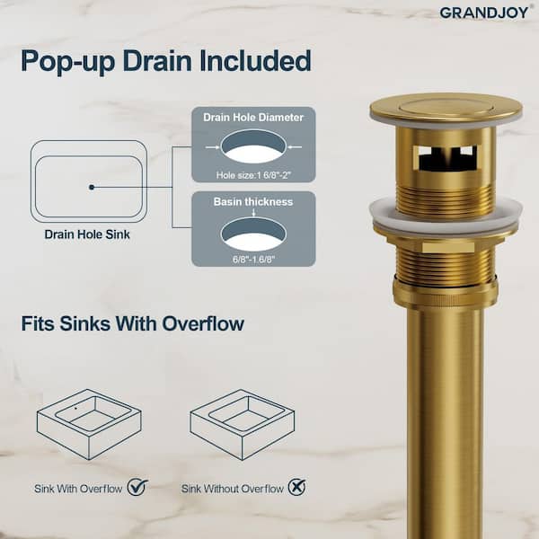 GRANDJOY Heavy-Duty Single Handle Single Hole Brass Bathroom