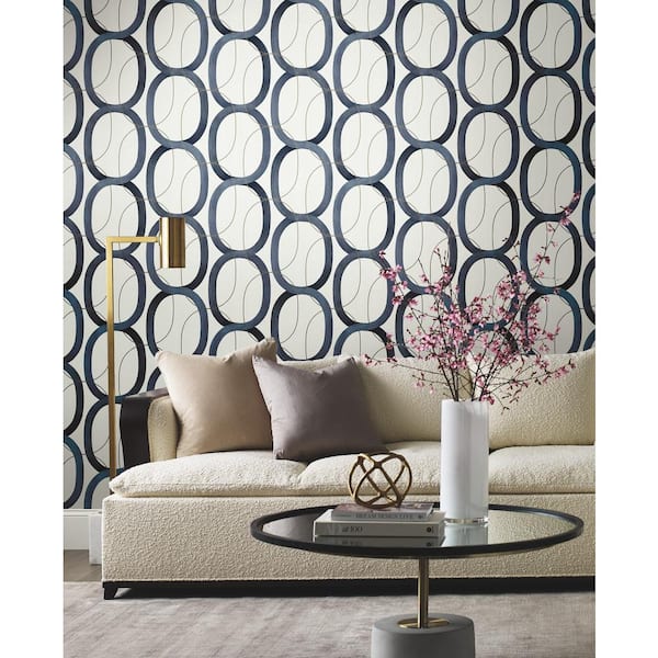 Interlock Navy Wallpaper