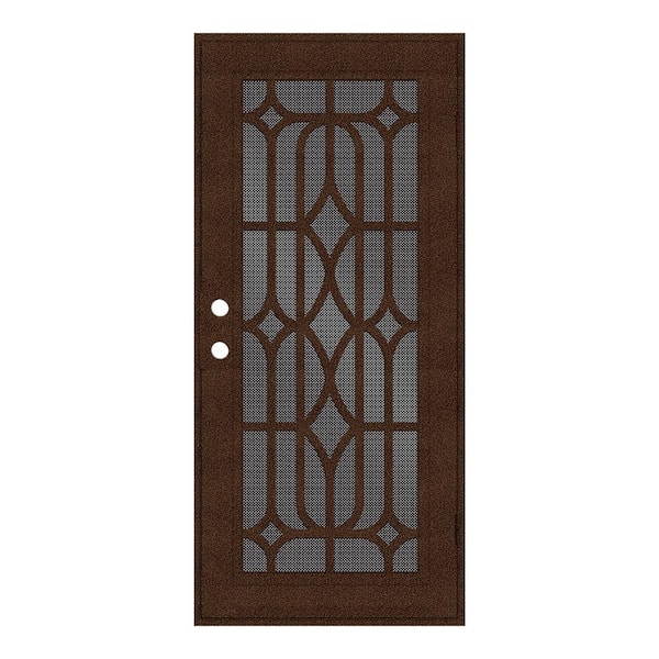 Unique Home Designs 30 in. x 80 in. Essex Copperclad Left-Hand Surface Mount Security Door with Black Perforated Metal Screen