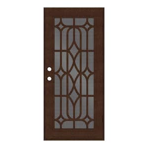 36 in. x 80 in. Essex Copperclad Left-Hand Surface Mount Security Door with Black Perforated Metal Screen