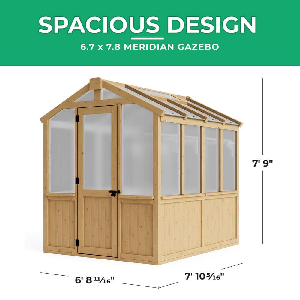 Beige Cedar Walk-In Greenhouse with Polycarbonate Windows