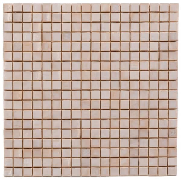 Apollo Tile Skosh 4" x 6" Glossy Shimmer Beige Glass Mosaic Uniform square Wall and Floor Sample Tile 0.13 sq. ft./Piece (1-Pack)