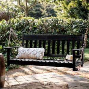 Thames Black Wood Porch Swing