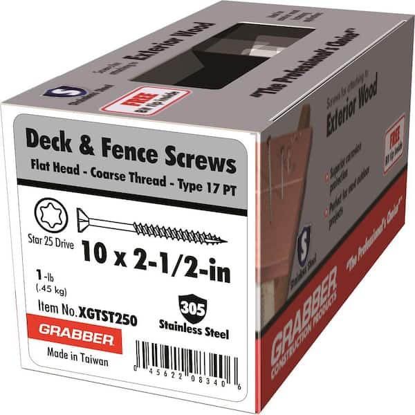 #10 x 2-1/2 in. Stainless Steel Star Drive Flat-Head Wood Deck Screw