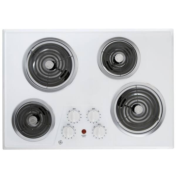 GE 30 in. Coil Electric Cooktop in White with 4 Elements