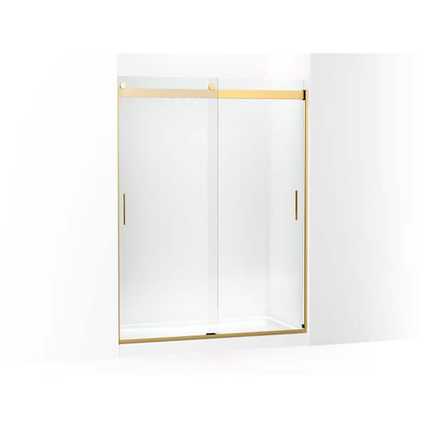 KOHLER Levity 57- 60 in. W x 78 in. H Sliding Shower Door in Matte Black with 1/4 in. Thick Crystal Clear Glass