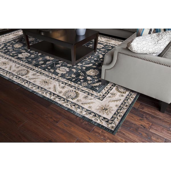 Kashan Collection Mahal Green Rectangle Indoor 9 ft. 3 in. x 12 ft. 6 in. Area Rug