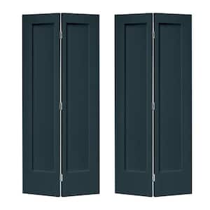 48 in. x 80 in. 1-Panel Shaker Charcoal Gray Painted MDF Composite Bi-Fold Double Closet Door with Hardware Kit