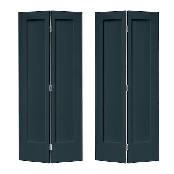 CALHOME 72 in. x 80 in. 1-Panel Shaker Charcoal Gray Painted MDF Composite Bi-Fold Double Closet Door with Hardware Kit