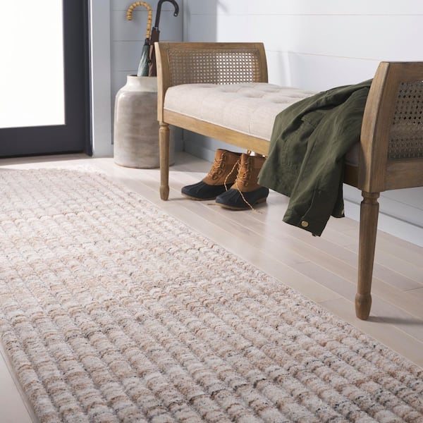 Martha Stewart 2 ft. x 8 ft. Beige Marle High-Low Runner Rug