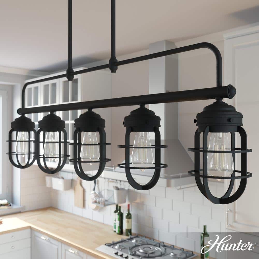 Starklake 5 Light Natural Iron Linear Chandelier with Metal Shades Kitchen Light price history on PriceWatchPro