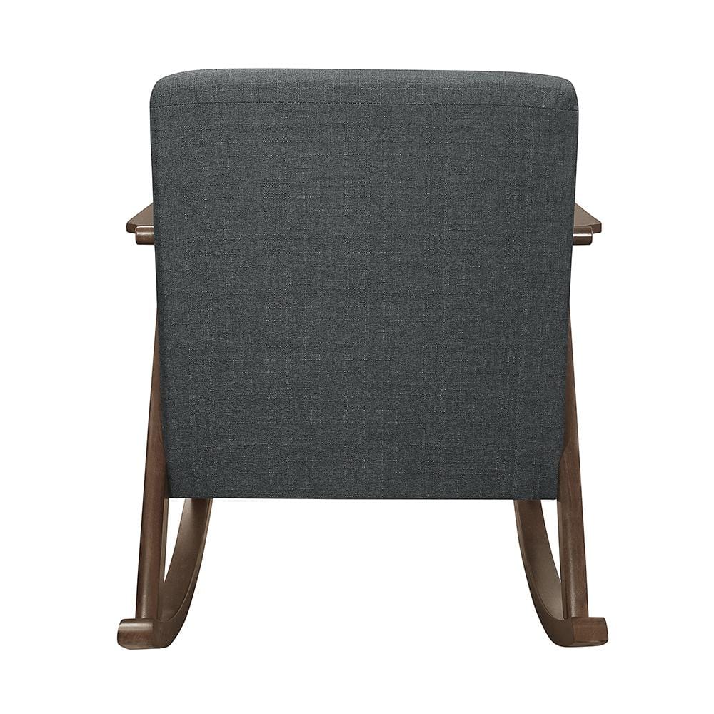Dark Gray and Walnut Mid-Century Modern Rocking Chair